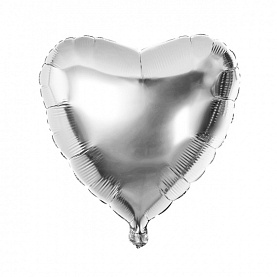 Шар фольгированный "Сердце" серебряный