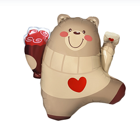 Шар фольгированный мишка с валентинкой 